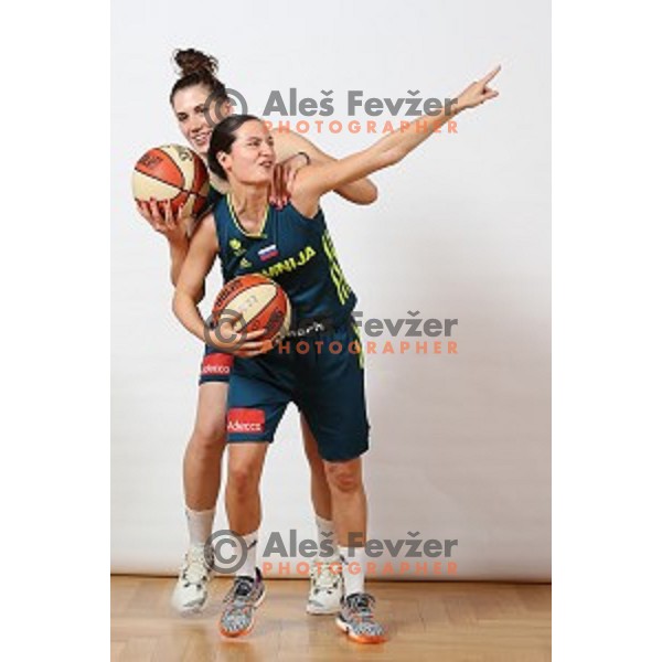 Eva lisec and Nika Baric of Slovenia Women\'s basketball team during photo shooting in hotel Thermana, Lasko, Slovenia on November 7, 2017
