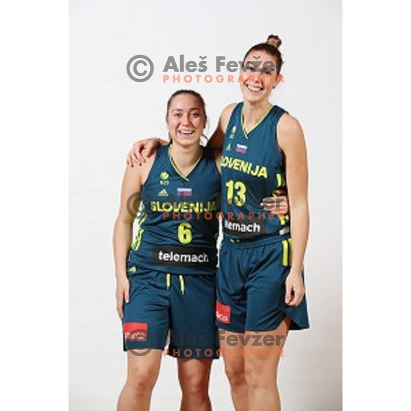 Annamaria Prezelj and Tina Trebec of Slovenia Women\'s basketball team during photo shooting in hotel Thermana, Lasko, Slovenia on November 7, 2017