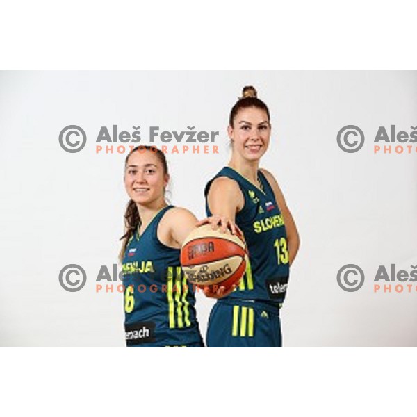 Annamaria Prezelj and Tina Trebec of Slovenia Women\'s basketball team during photo shooting in hotel Thermana, Lasko, Slovenia on November 7, 2017