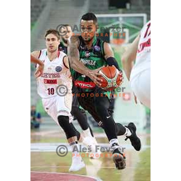 of Petrol Olimpija in action during FIBA Champions League basketball match between Petrol Olimpija and Umana Reyer Venezia in Stozice Hall, Ljubljana on November 7, 2017