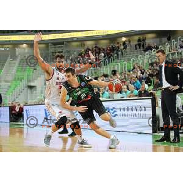 of Petrol Olimpija in action during FIBA Champions League basketball match between Petrol Olimpija and Umana Reyer Venezia in Stozice Hall, Ljubljana on November 7, 2017