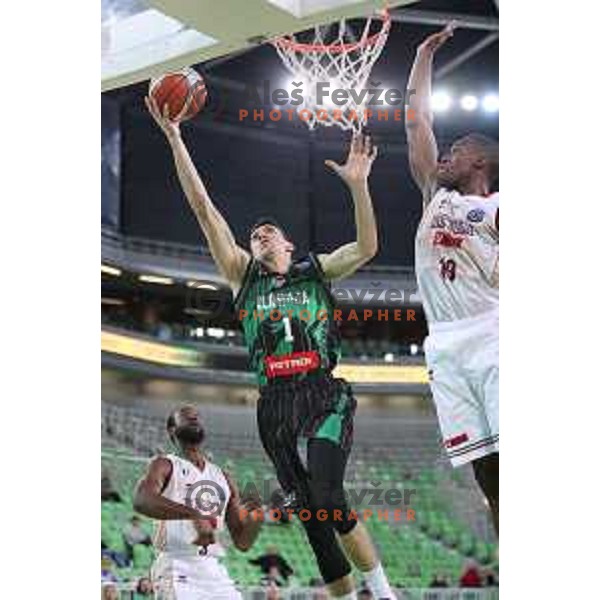 of Petrol Olimpija in action during FIBA Champions League basketball match between Petrol Olimpija and Umana Reyer Venezia in Stozice Hall, Ljubljana on November 7, 2017