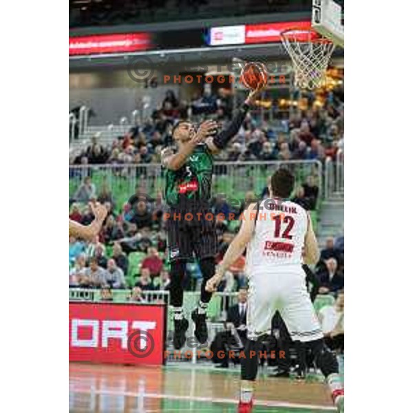 of Petrol Olimpija in action during FIBA Champions League basketball match between Petrol Olimpija and Umana Reyer Venezia in Stozice Hall, Ljubljana on November 7, 2017