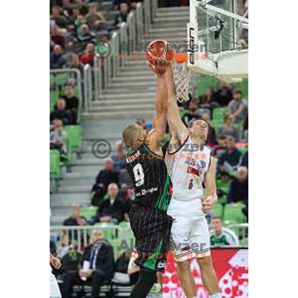 of Petrol Olimpija in action during FIBA Champions League basketball match between Petrol Olimpija and Umana Reyer Venezia in Stozice Hall, Ljubljana on November 7, 2017