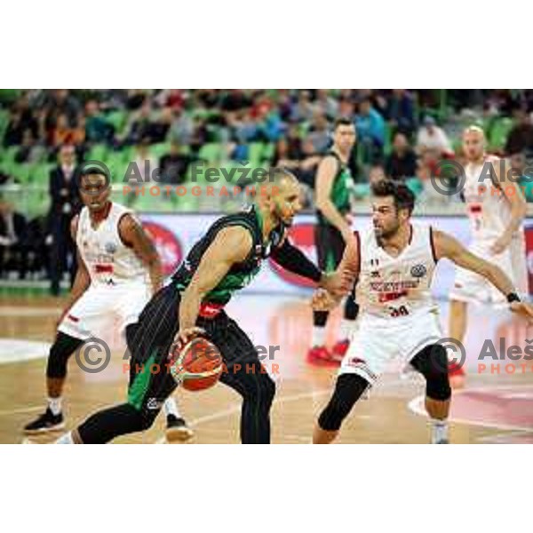 of Petrol Olimpija in action during FIBA Champions League basketball match between Petrol Olimpija and Umana Reyer Venezia in Stozice Hall, Ljubljana on November 7, 2017