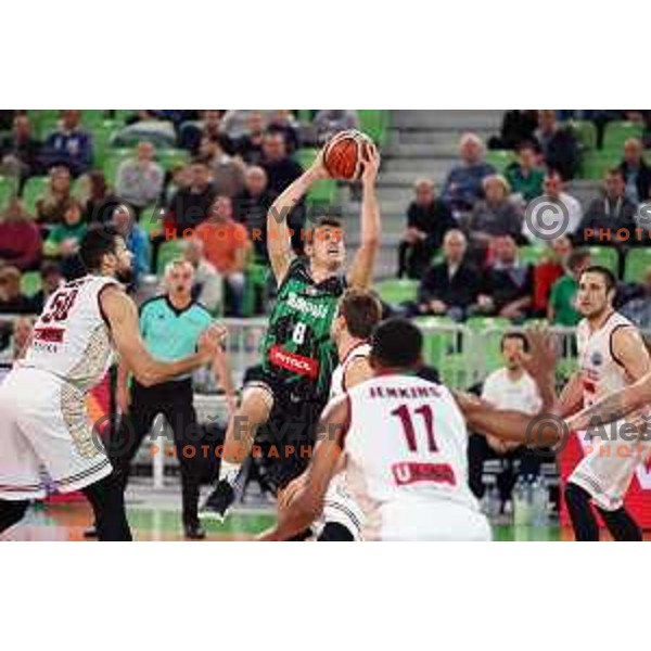 of Petrol Olimpija in action during FIBA Champions League basketball match between Petrol Olimpija and Umana Reyer Venezia in Stozice Hall, Ljubljana on November 7, 2017