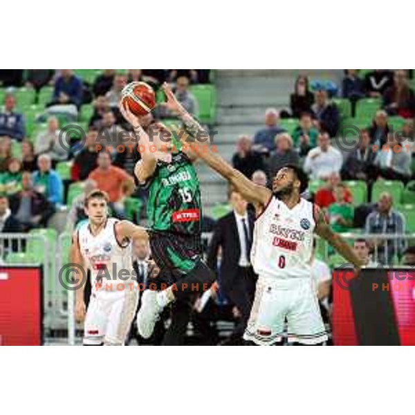 of Petrol Olimpija in action during FIBA Champions League basketball match between Petrol Olimpija and Umana Reyer Venezia in Stozice Hall, Ljubljana on November 7, 2017