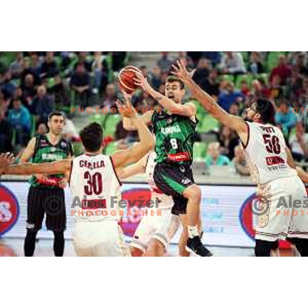 of Petrol Olimpija in action during FIBA Champions League basketball match between Petrol Olimpija and Umana Reyer Venezia in Stozice Hall, Ljubljana on November 7, 2017