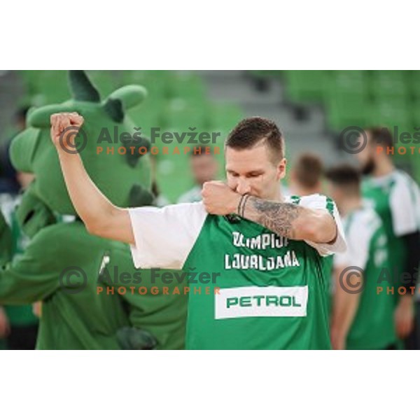 of Petrol Olimpija in action during FIBA Champions League basketball match between Petrol Olimpija and Umana Reyer Venezia in Stozice Hall, Ljubljana on November 7, 2017