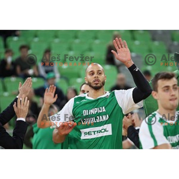 of Petrol Olimpija in action during FIBA Champions League basketball match between Petrol Olimpija and Umana Reyer Venezia in Stozice Hall, Ljubljana on November 7, 2017