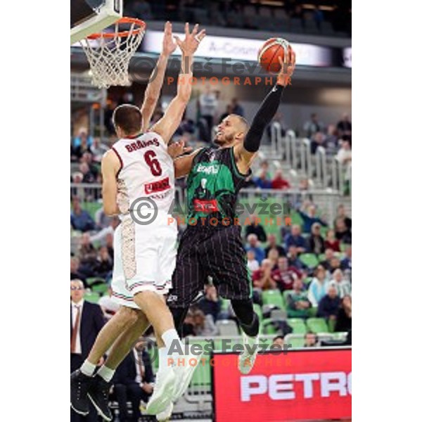 of Petrol Olimpija in action during FIBA Champions League basketball match between Petrol Olimpija and Umana Reyer Venezia in Stozice Hall, Ljubljana on November 7, 2017
