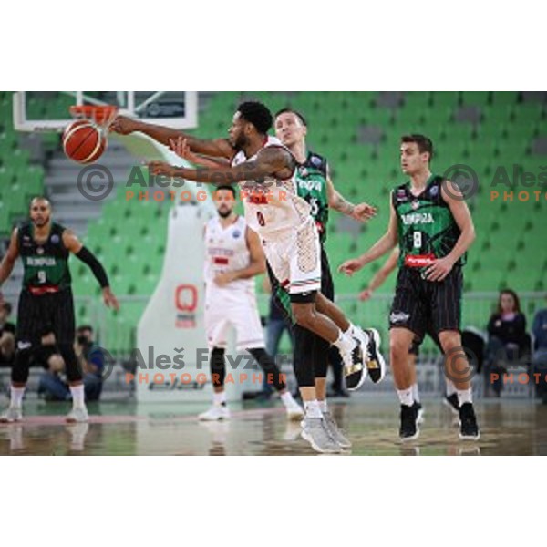 of Petrol Olimpija in action during FIBA Champions League basketball match between Petrol Olimpija and Umana Reyer Venezia in Stozice Hall, Ljubljana on November 7, 2017