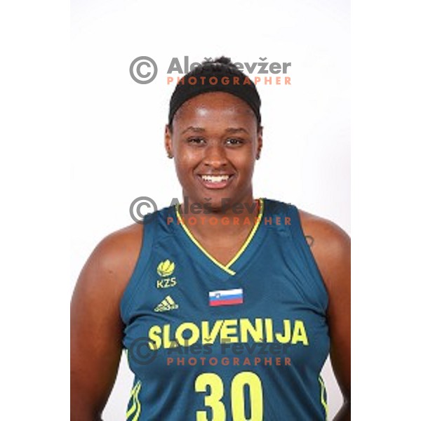 Shante Marie Evans of Slovenia Women\'s basketball team during photo shooting in hotel Thermana, Lasko, Slovenia on November 7, 2017