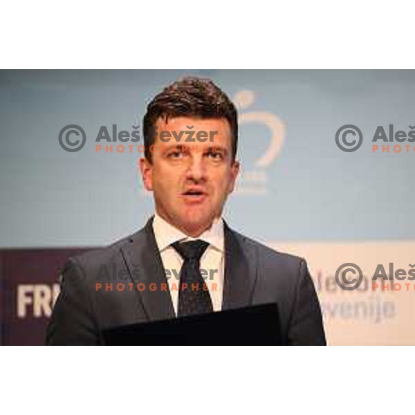 Ales Kalan, secretary general of Slovenian Cycling Federation at Evening of Cycling Stars with awards for best Slovenian cyclists at Ljubljana Castle, Slovenia on November 9, 2017