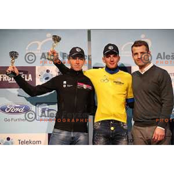 Tadej Pogacar , Ziga Jerman, Andrej Hauptman at Evening of Cycling Stars with awards for best Slovenian cyclists at Ljubljana Castle, Slovenia on November 9, 2017