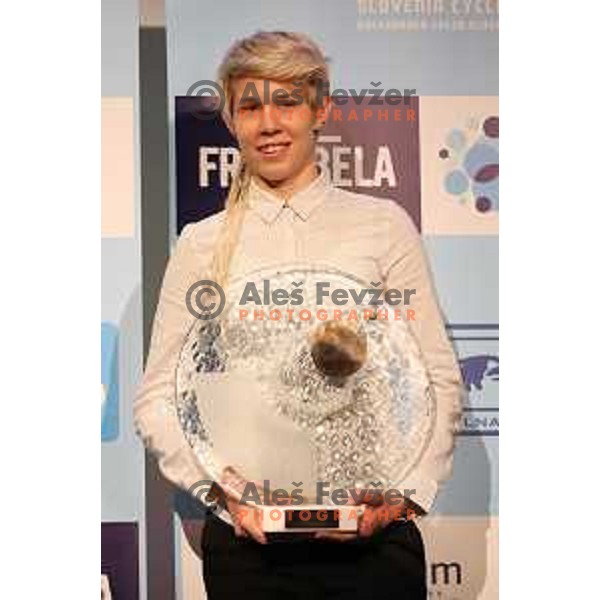 Monika Hrastnik at Evening of Cycling Stars with award for best Slovenian female cyclist of 2017 season at Ljubljana Castle, Slovenia on November 9, 2017