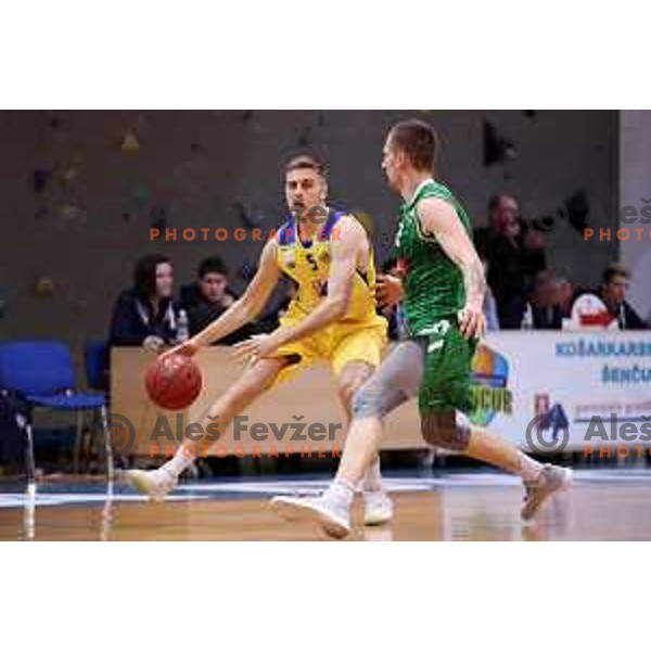 Jan Novak of Sencur GGD in action during Nova KBM league basketball match between Sencur GGD and Petrol Olimpija in Sencur Sports Hall, Slovenia on November 10, 2017