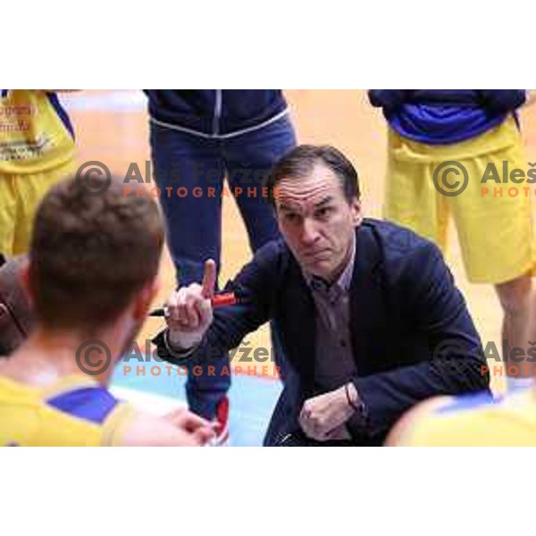 Rade Mijanovic, head coach of Sencur GGD in action during Nova KBM league basketball match between Sencur GGD and Petrol Olimpija in Sencur Sports Hall, Slovenia on November 10, 2017
