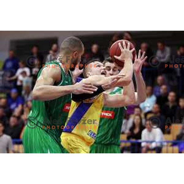 Dino Muric of Sencur GGD in action during Nova KBM league basketball match between Sencur GGD and Petrol Olimpija in Sencur Sports Hall, Slovenia on November 10, 2017