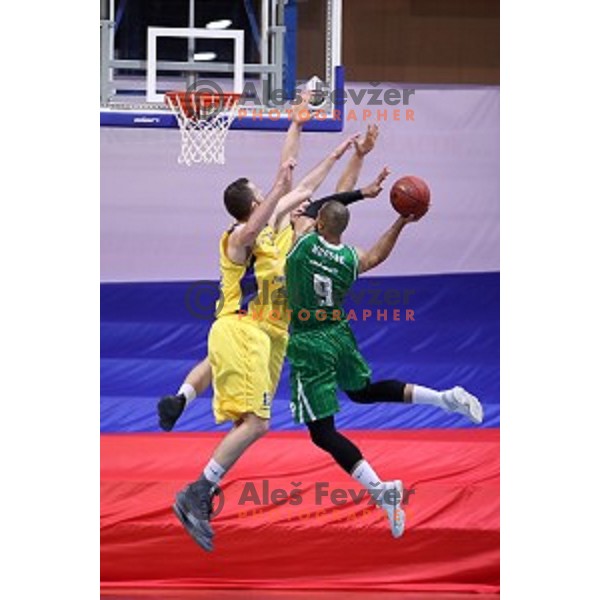 Smiljan Pavic of Sencur GGD in action during Nova KBM league basketball match between Sencur GGD and Petrol Olimpija in Sencur Sports Hall, Slovenia on November 10, 2017