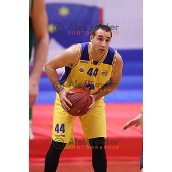 Miljan Pavkovic of Sencur GGD in action during Nova KBM league basketball match between Sencur GGD and Petrol Olimpija in Sencur Sports Hall, Slovenia on November 10, 2017