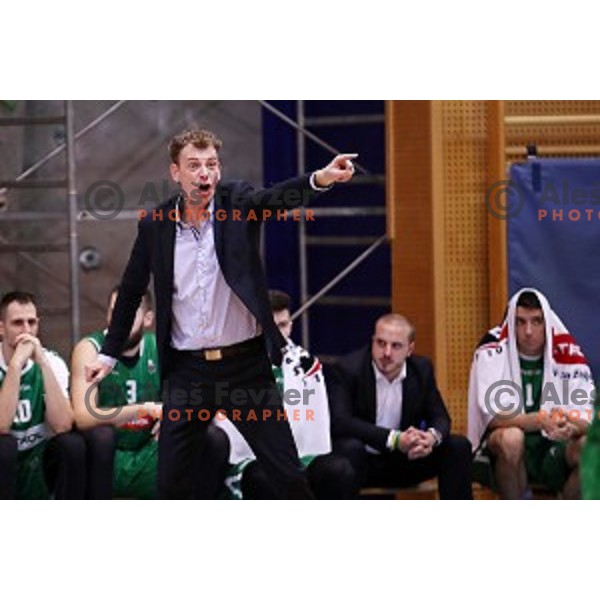 Gasper Okorn, head coach of Petrol Olimpija in action during Nova KBM league basketball match between Sencur GGD and Petrol Olimpija in Sencur Sports Hall, Slovenia on November 10, 2017