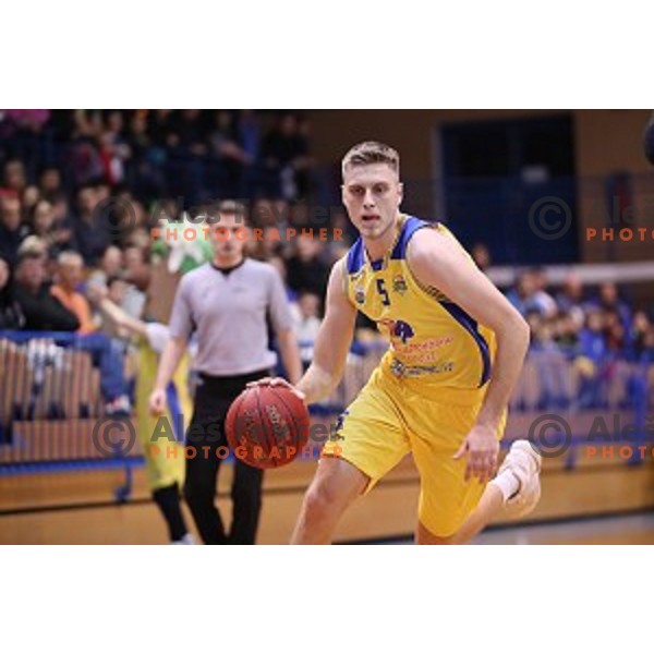 Jan Novak of Sencur GGD in action during Nova KBM league basketball match between Sencur GGD and Petrol Olimpija in Sencur Sports Hall, Slovenia on November 10, 2017