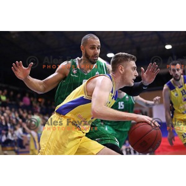 Jan Novak of Sencur GGD in action during Nova KBM league basketball match between Sencur GGD and Petrol Olimpija in Sencur Sports Hall, Slovenia on November 10, 2017