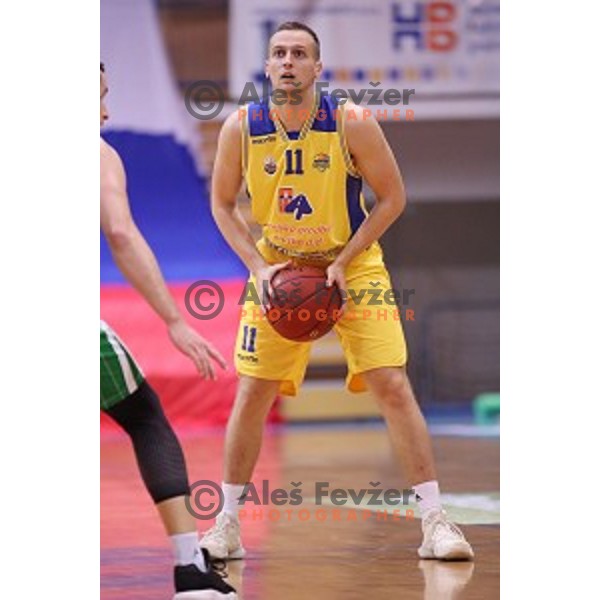 Nejc Martincic of Sencur GGD in action during Nova KBM league basketball match between Sencur GGD and Petrol Olimpija in Sencur Sports Hall, Slovenia on November 10, 2017