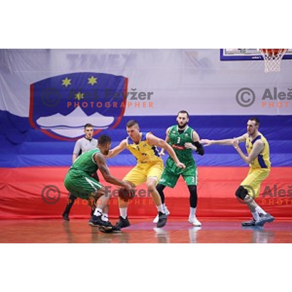 Dino Muric of Sencur GGD in action during Nova KBM league basketball match between Sencur GGD and Petrol Olimpija in Sencur Sports Hall, Slovenia on November 10, 2017