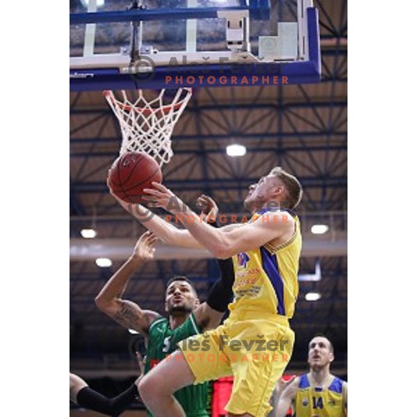 Jan Novak of Sencur GGD in action during Nova KBM league basketball match between Sencur GGD and Petrol Olimpija in Sencur Sports Hall, Slovenia on November 10, 2017