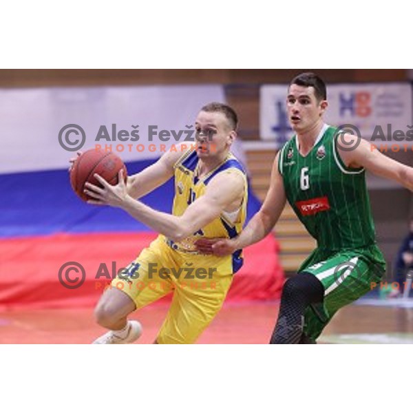 Nejc Martincic of Sencur GGD in action during Nova KBM league basketball match between Sencur GGD and Petrol Olimpija in Sencur Sports Hall, Slovenia on November 10, 2017