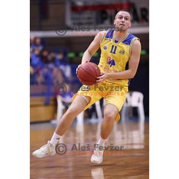 Nejc Martincic of Sencur GGD in action during Nova KBM league basketball match between Sencur GGD and Petrol Olimpija in Sencur Sports Hall, Slovenia on November 10, 2017