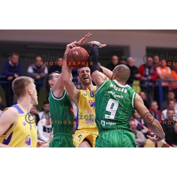 Ramo Rizvic of Sencur GGD in action during Nova KBM league basketball match between Sencur GGD and Petrol Olimpija in Sencur Sports Hall, Slovenia on November 10, 2017