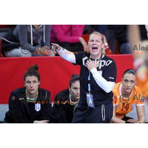 action during Women\'s EHF Champions League match between Krim Mercator (SLO) and CSM Bucuresti (ROM) in Kodeljevo Hall, Ljubljana on November 11, 2017