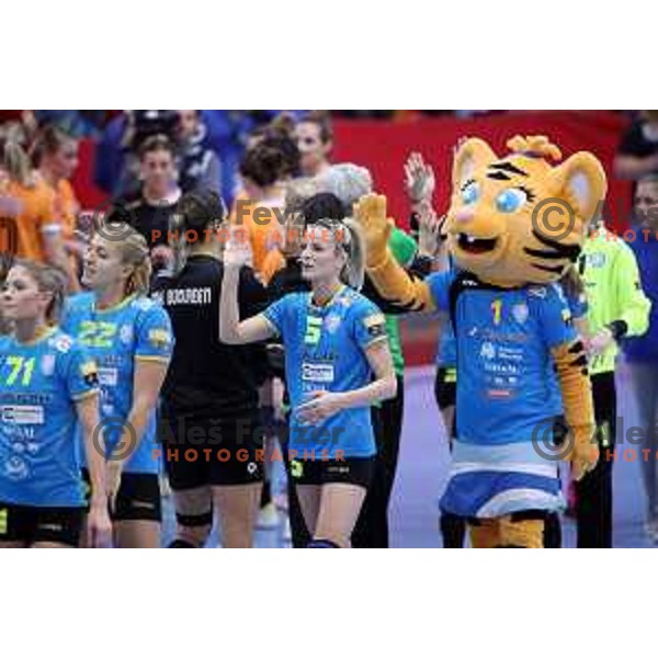 action during Women\'s EHF Champions League match between Krim Mercator (SLO) and CSM Bucuresti (ROM) in Kodeljevo Hall, Ljubljana on November 11, 2017