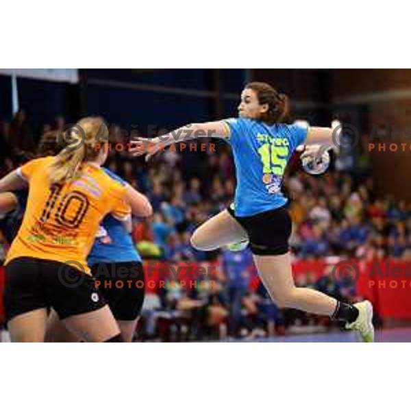 action during Women\'s EHF Champions League match between Krim Mercator (SLO) and CSM Bucuresti (ROM) in Kodeljevo Hall, Ljubljana on November 11, 2017
