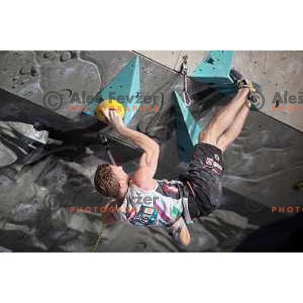 Jakob Schubert (AUT) winner of IFSC Climbing World Cup Men\'s Final in Zlato Polje Hall, Kranj, Slovenia on November 12, 2017