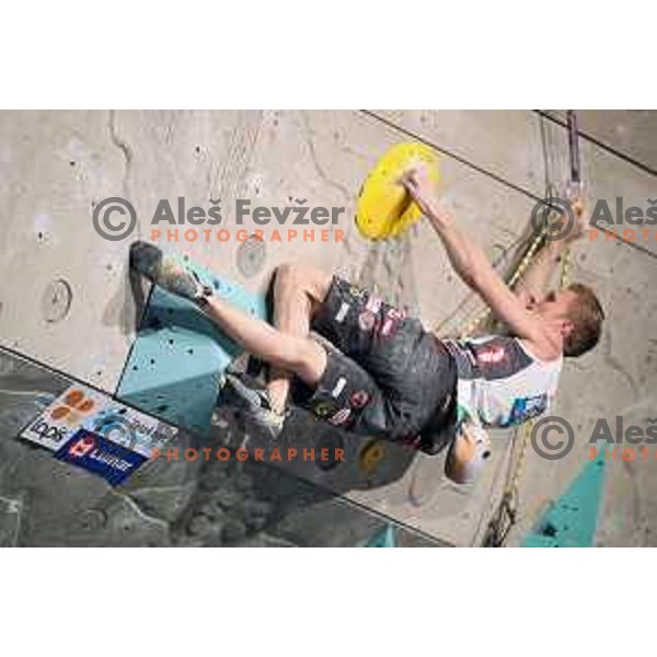 Jakob Schubert (AUT) winner of IFSC Climbing World Cup Men\'s Final in Zlato Polje Hall, Kranj, Slovenia on November 12, 2017