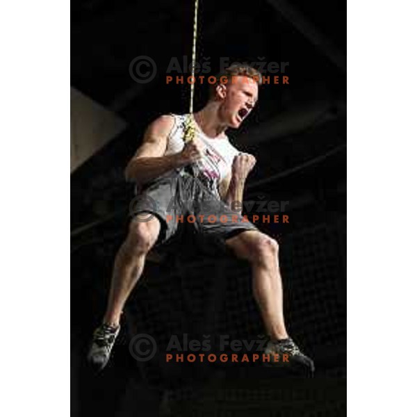 Jakob Schubert (AUT) winner of IFSC Climbing World Cup Men\'s Final in Zlato Polje Hall, Kranj, Slovenia on November 12, 2017