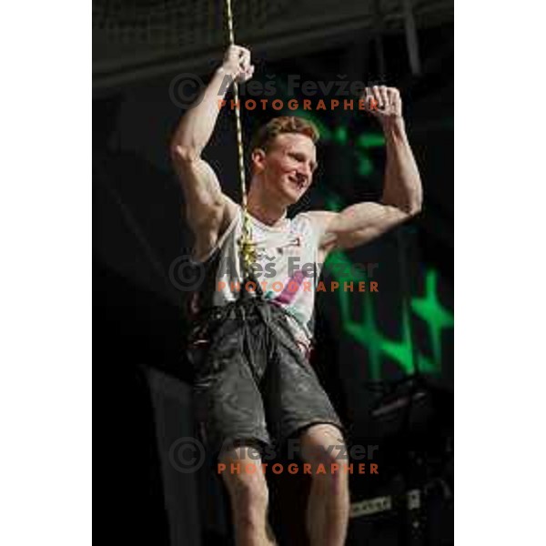 Jakob Schubert (AUT) winner of IFSC Climbing World Cup Men\'s Final in Zlato Polje Hall, Kranj, Slovenia on November 12, 2017