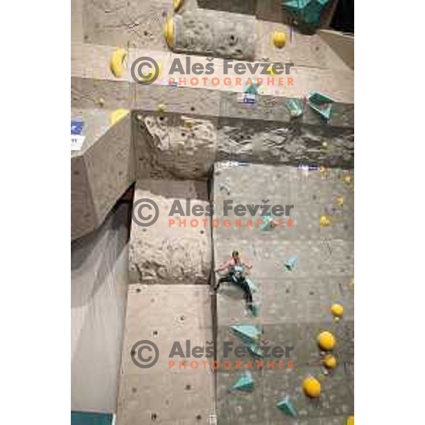 Vita Lukan (SLO) climbs at IFSC Climbing World Cup Final in Zlato Polje Hall, Kranj, Slovenia on November 12, 2017
