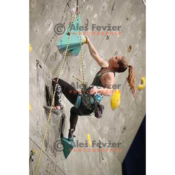 Vita Lukan (SLO) climbs at IFSC Climbing World Cup Final in Zlato Polje Hall, Kranj, Slovenia on November 12, 2017