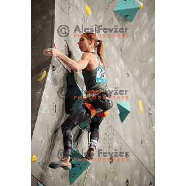 Mina Markovic (SLO) climbs during IFSC Climbing World Cup Final in Zlato Polje Hall, Kranj, Slovenia on November 12, 2017