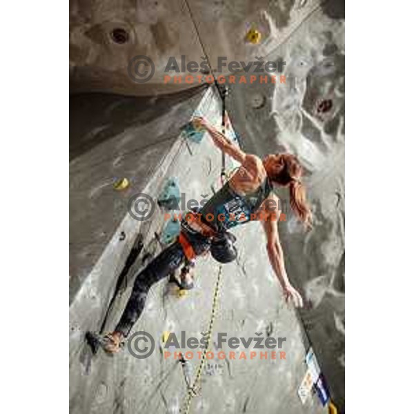 Mina Markovic (SLO) climbs during IFSC Climbing World Cup Final in Zlato Polje Hall, Kranj, Slovenia on November 12, 2017