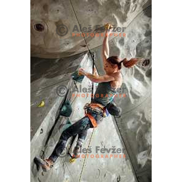 Mina Markovic (SLO) climbs during IFSC Climbing World Cup Final in Zlato Polje Hall, Kranj, Slovenia on November 12, 2017