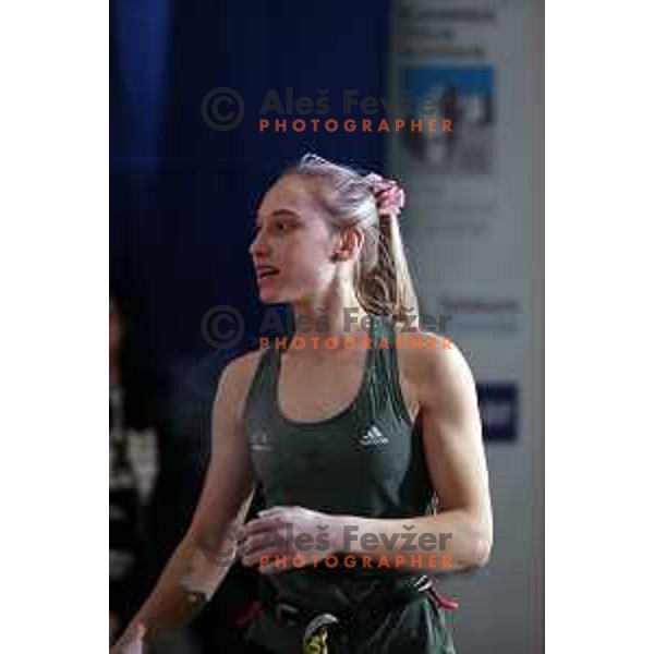 Janja Garnbret (SLO), winner of IFSC Climbing World Cup Ladies Final and Overall World Cup for 2017 season in Zlato Polje Hall, Kranj, Slovenia on November 12, 2017