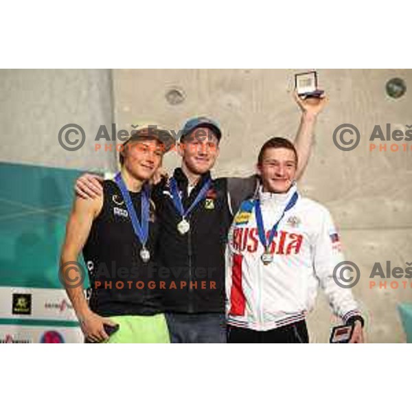 Jakob Schubert (AUT) winner of IFSC Climbing World Cup Men\'s Final in Zlato Polje Hall, Kranj, Slovenia on November 12, 2017