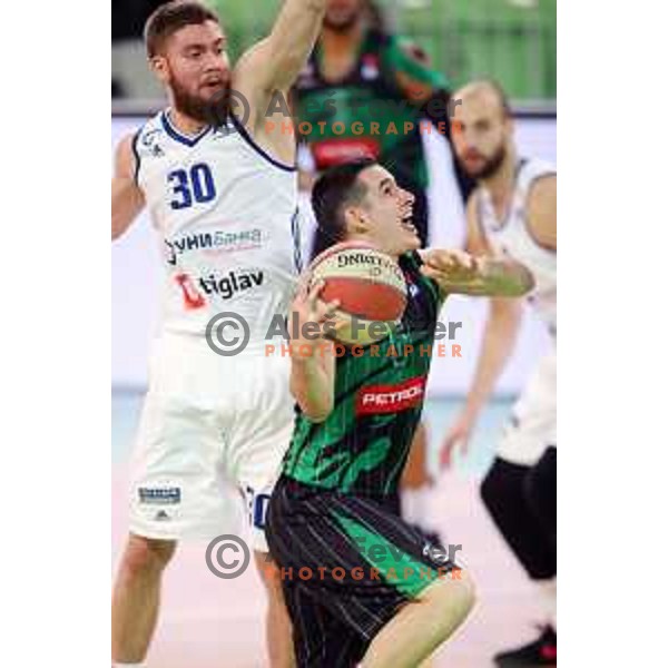 Jan Span of Petrol Olimpija in action during ABA league basketball match between Petrol Olimpija and MZT Skopje Aerodrom in SRC Stozice, Ljubljana on November 12, 2017