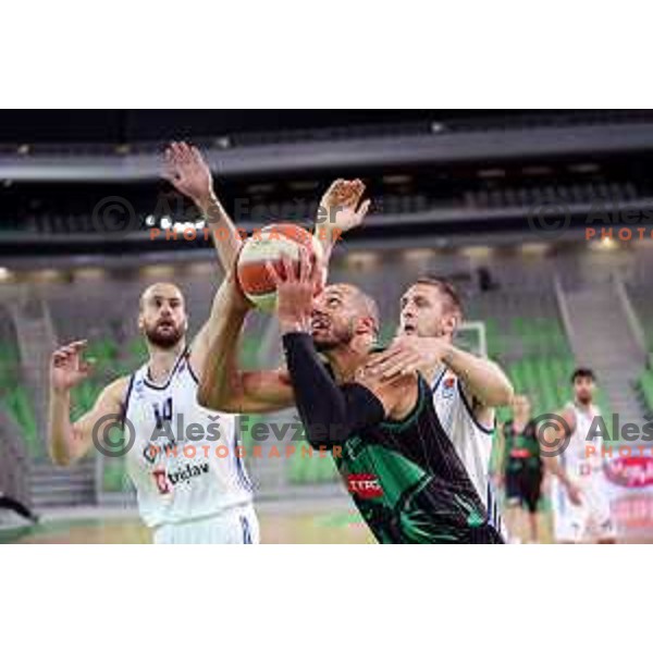 Jordan Morgan of Petrol Olimpija in action during ABA league basketball match between Petrol Olimpija and MZT Skopje Aerodrom in SRC Stozice, Ljubljana on November 12, 2017